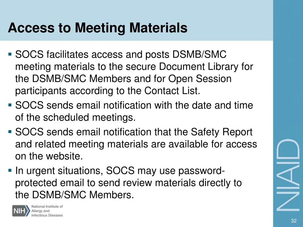 access to meeting materials