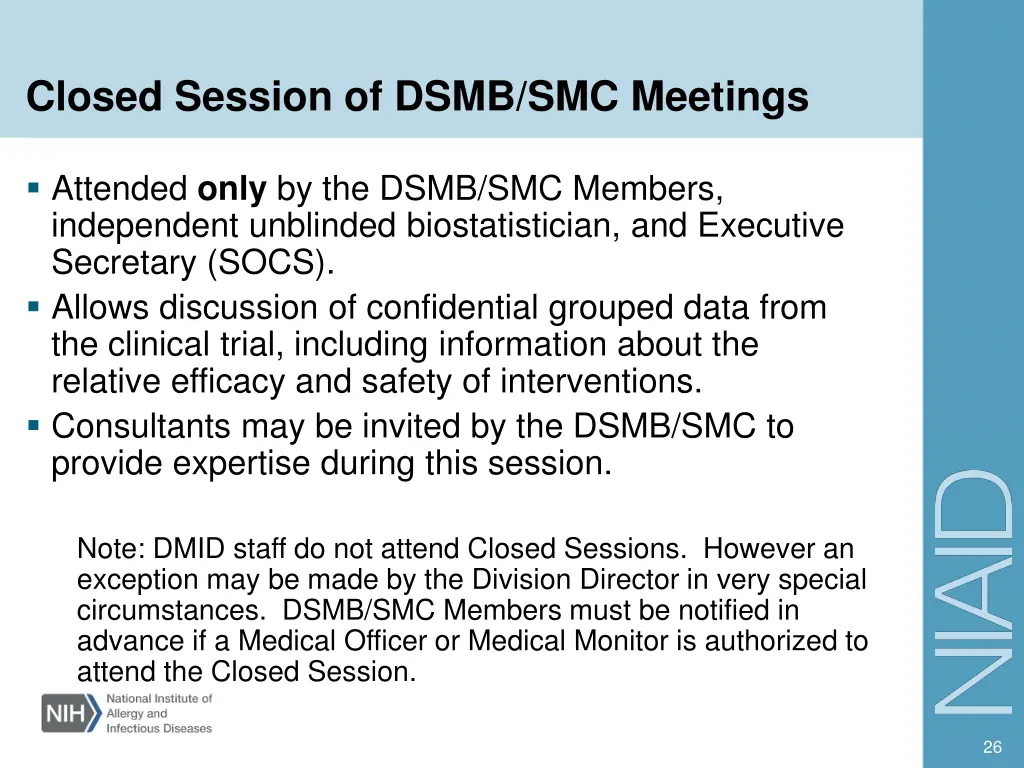 closed session of dsmb smc meetings