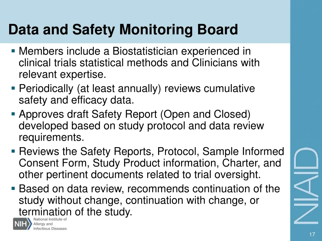 data and safety monitoring board