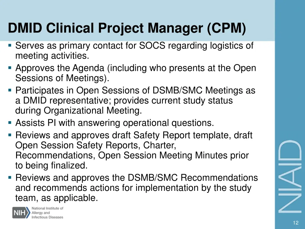dmid clinical project manager cpm serves