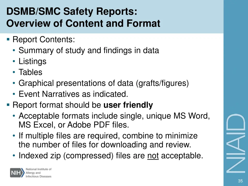 dsmb smc safety reports overview of content