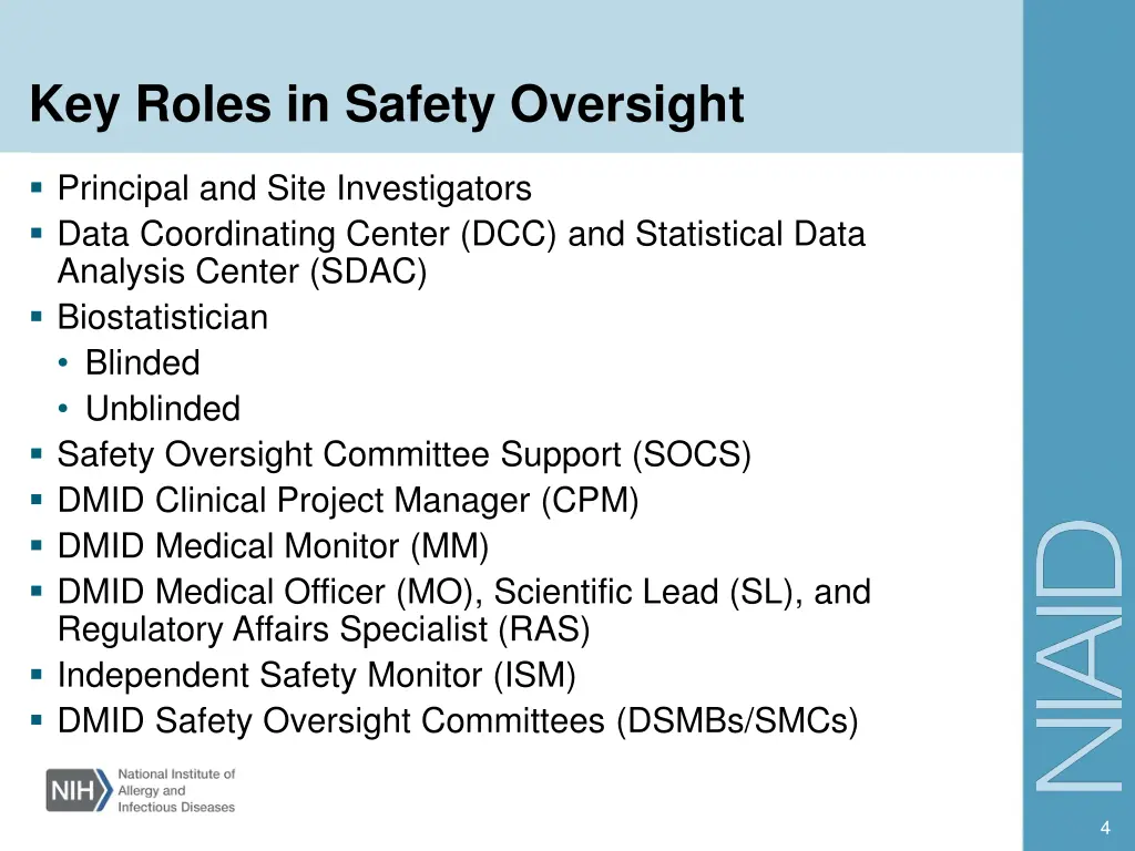 key roles in safety oversight