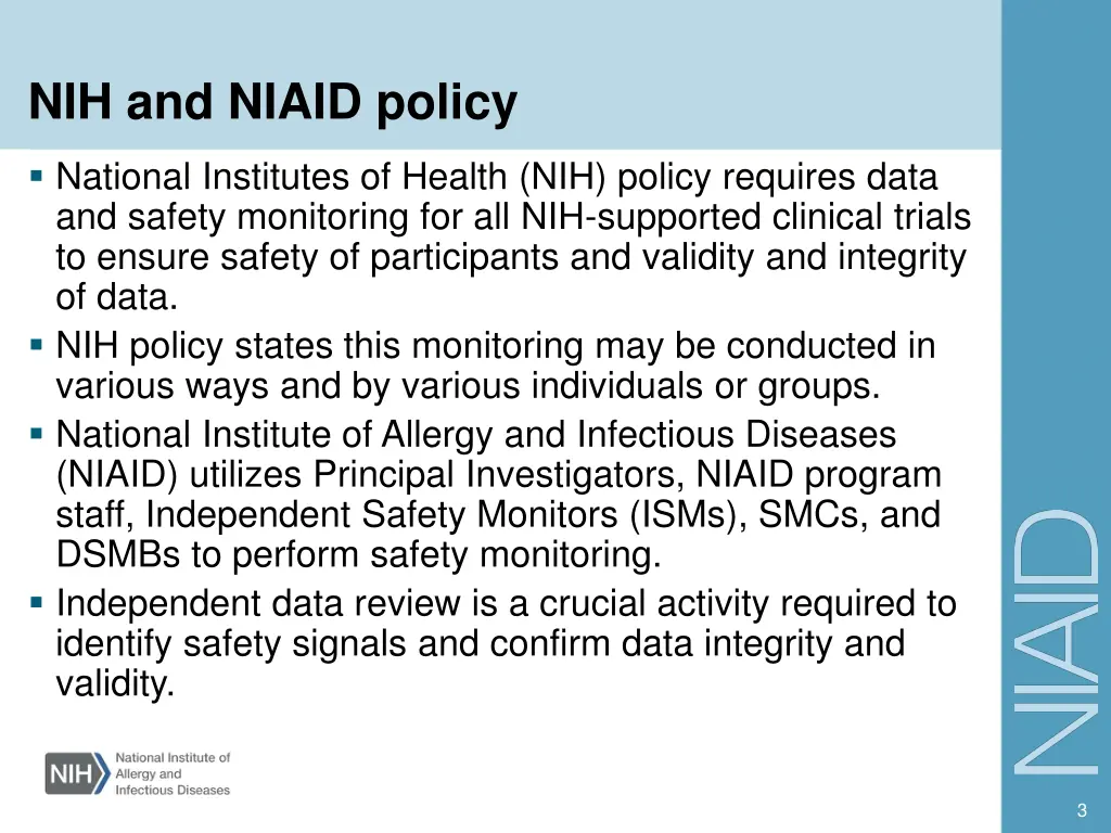 nih and niaid policy