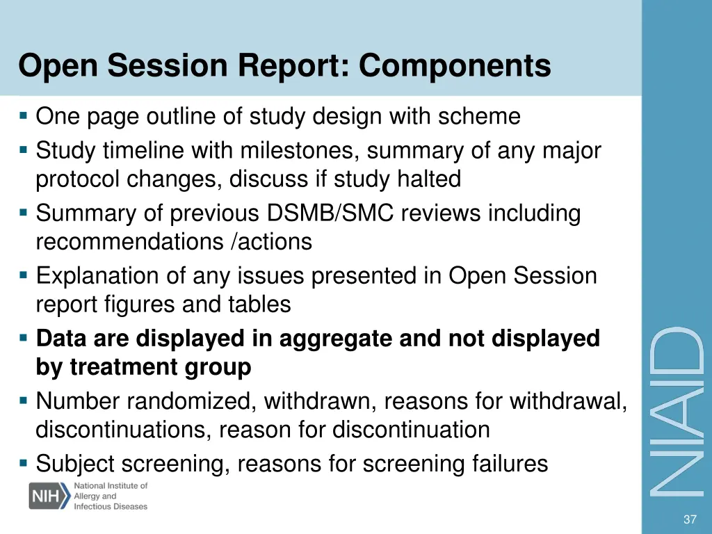 open session report components