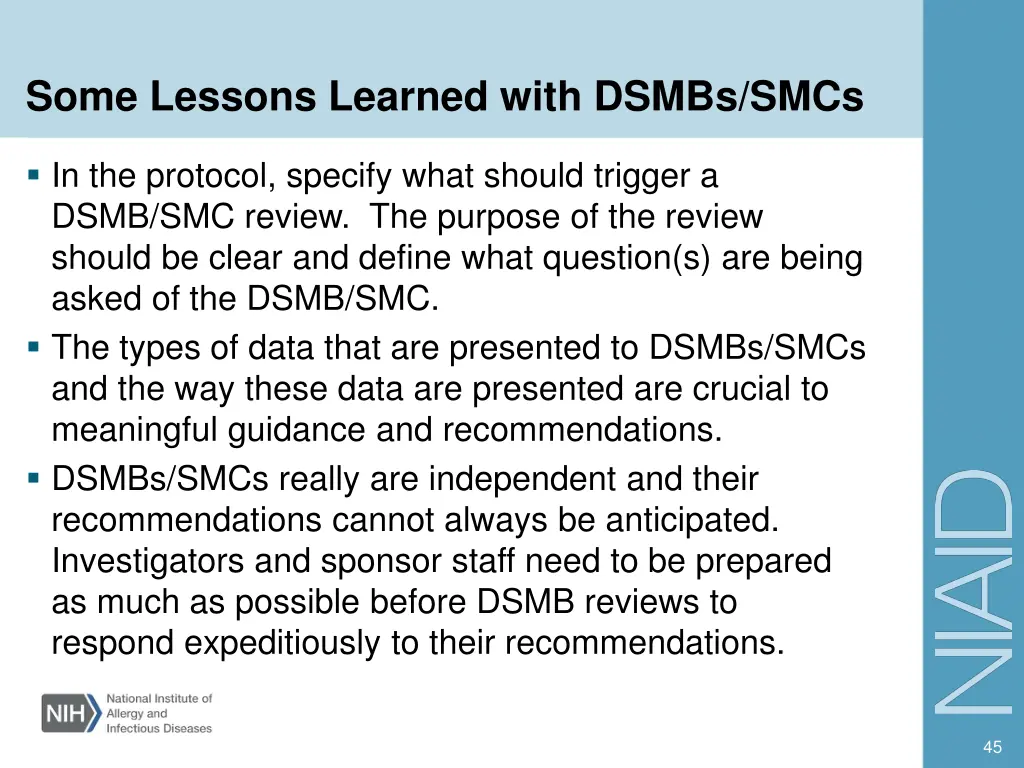 some lessons learned with dsmbs smcs