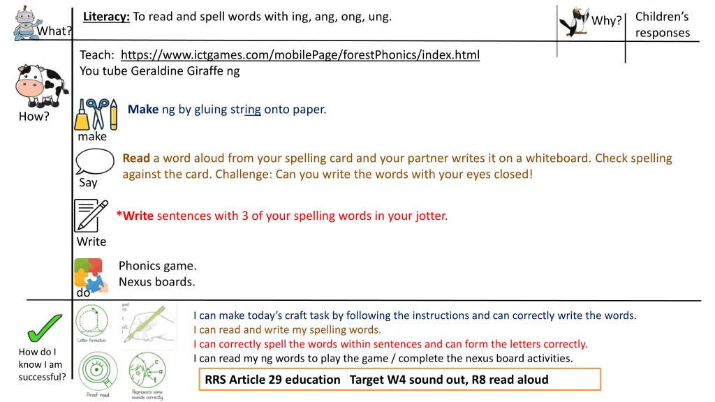 literacy to read and spell words with