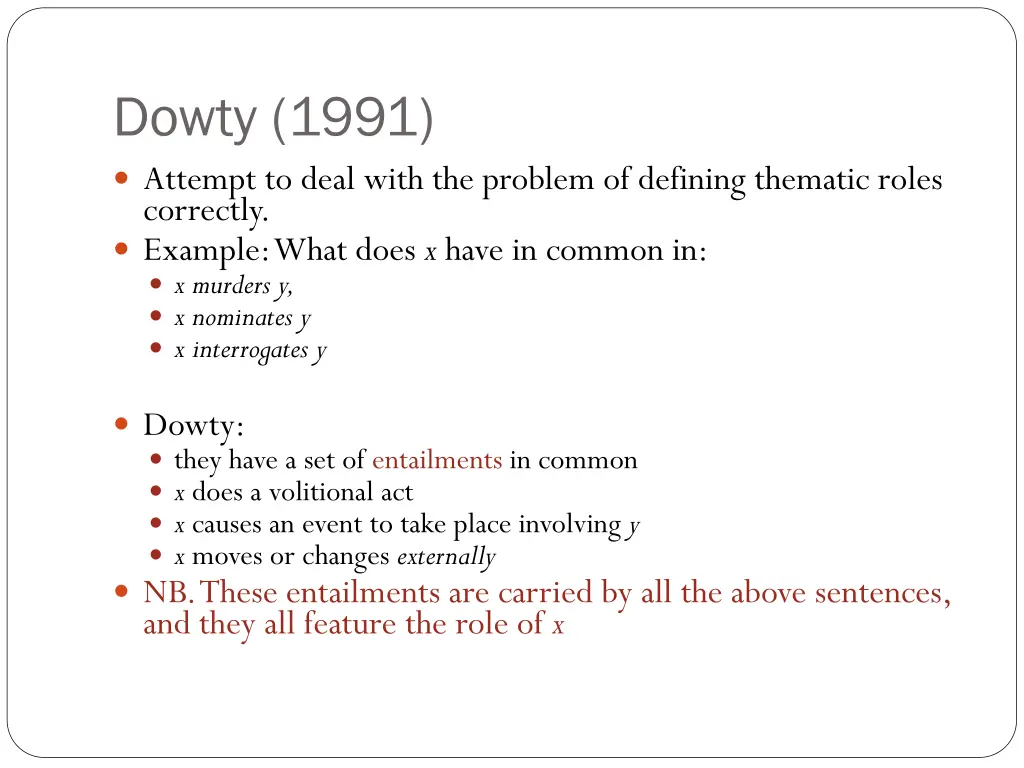 dowty 1991 attempt to deal with the problem