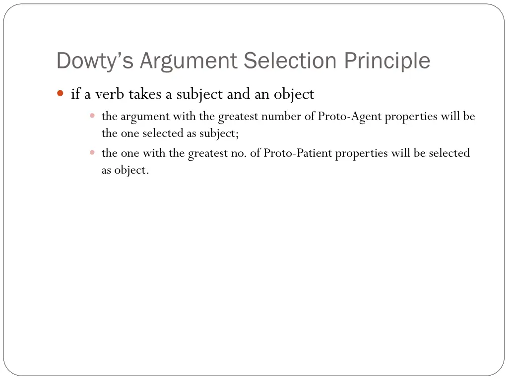 dowty s argument selection principle