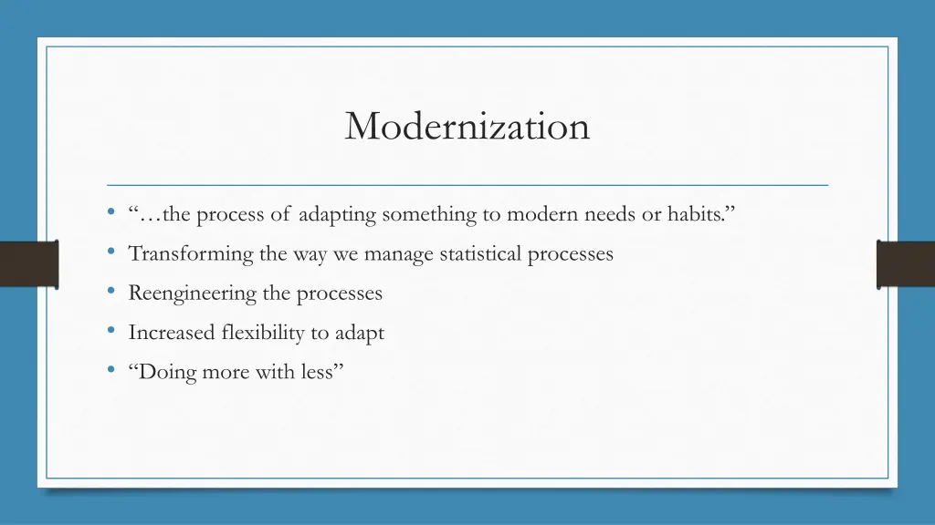 modernization
