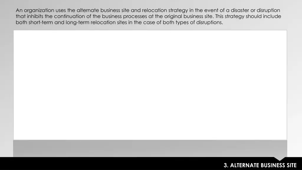 an organization uses the alternate business site