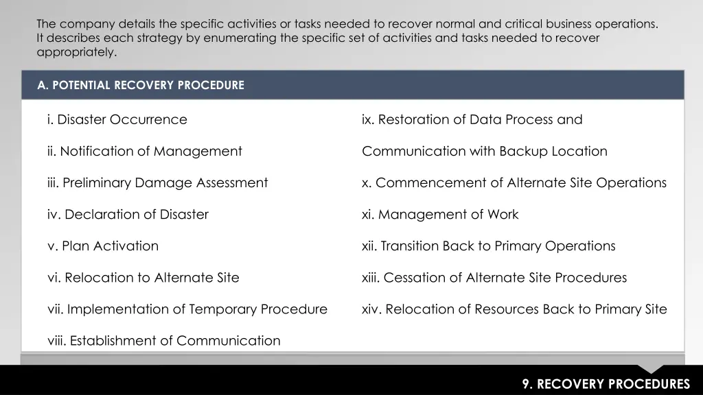 the company details the specific activities