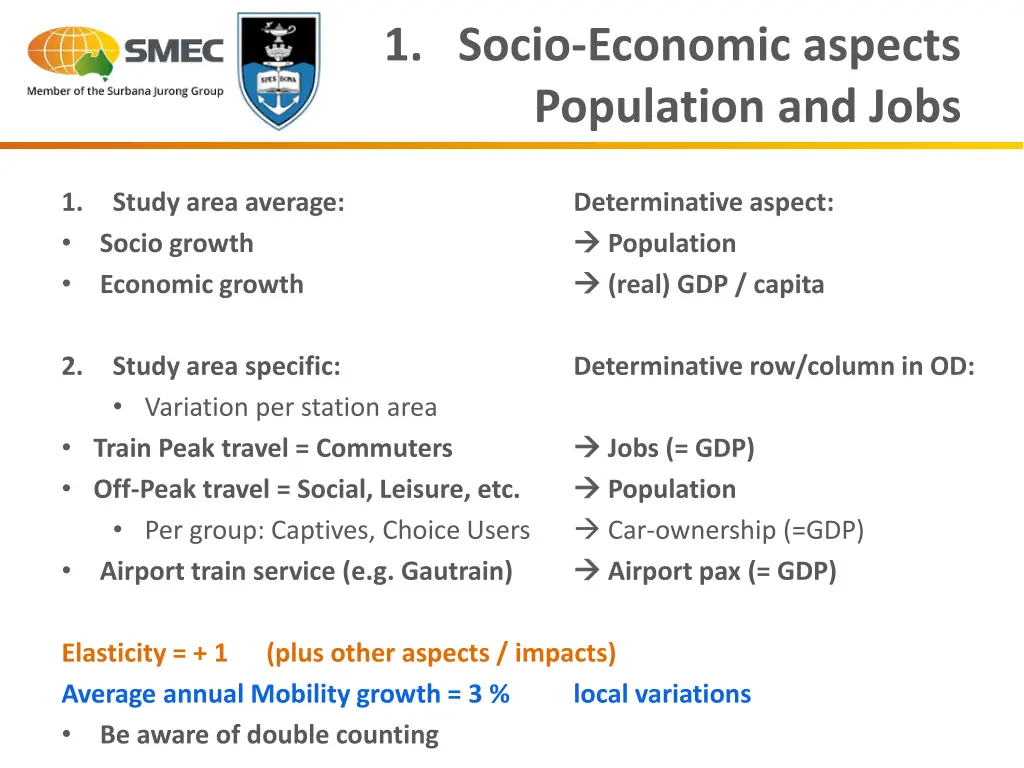 1 socio economic aspects population and jobs