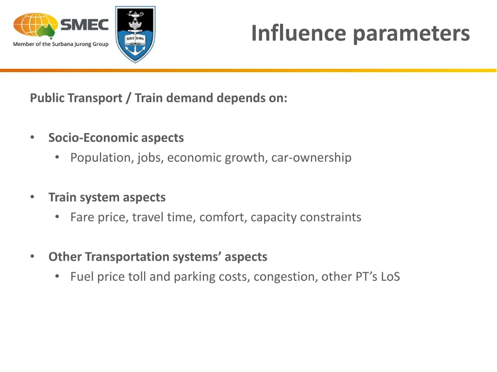 influence parameters