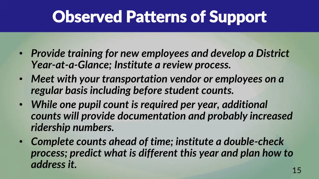 observed patterns of support observed patterns