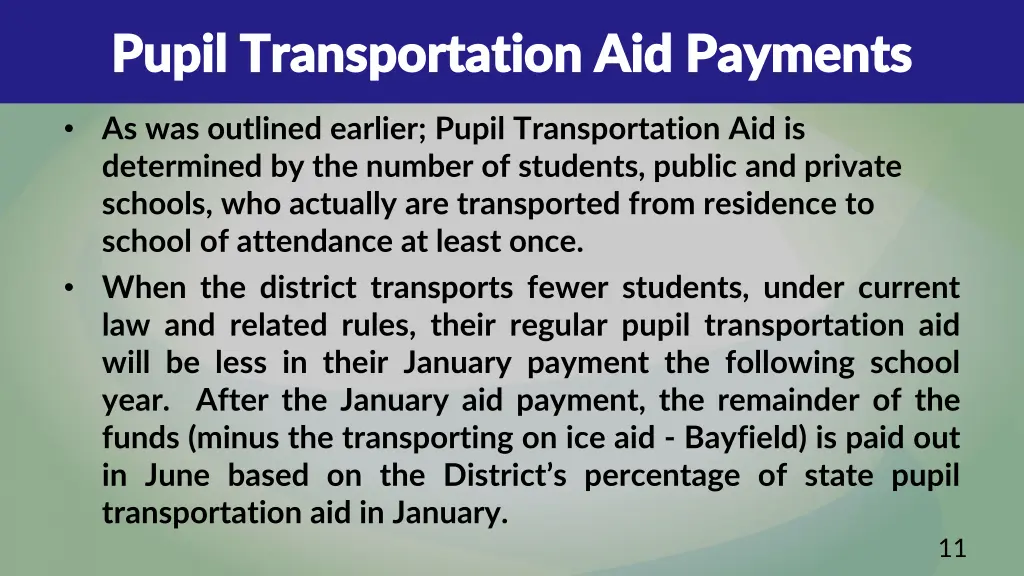 pupil transportation aid payments pupil