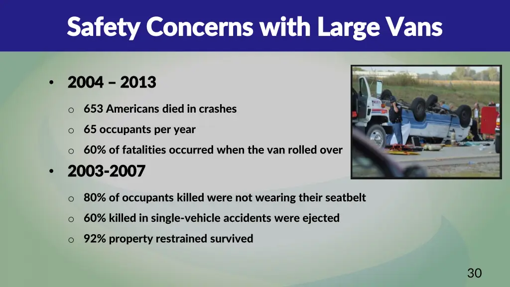 safety concerns with large vans safety concerns