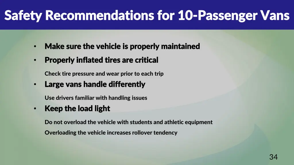 safety recommendations for 10 safety