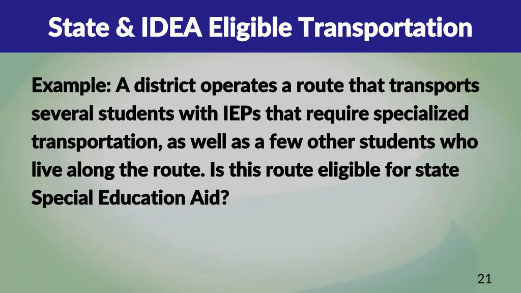 state idea eligible transportation state idea 5