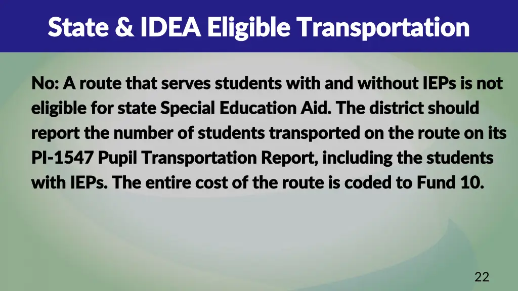 state idea eligible transportation state idea 6