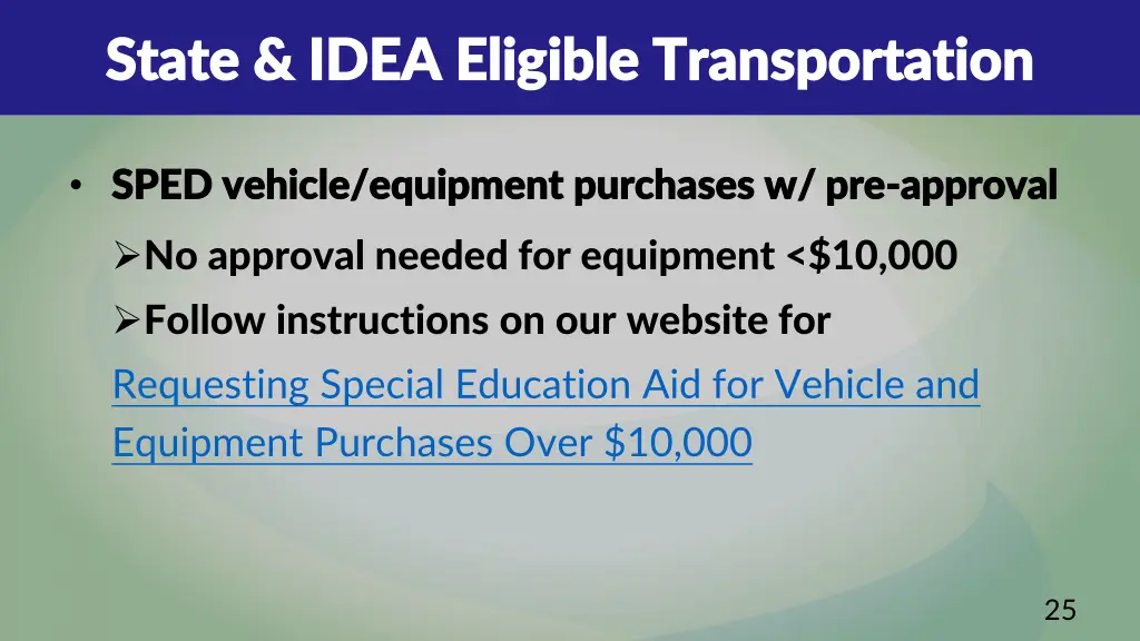 state idea eligible transportation state idea 9