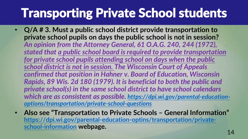 transporting private school students transporting