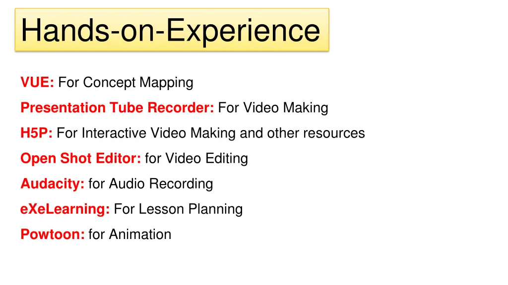 hands on experience