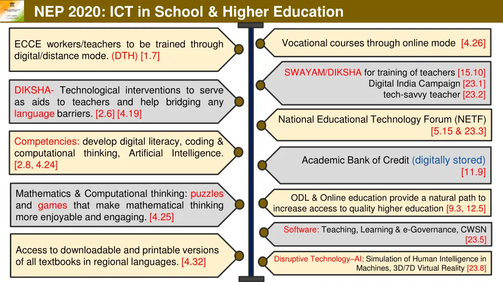 nep 2020 ict in school higher education