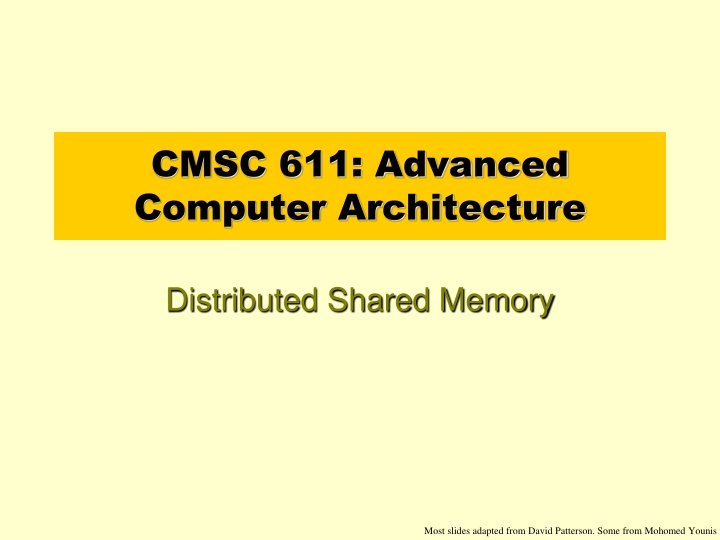 cmsc 611 advanced computer architecture