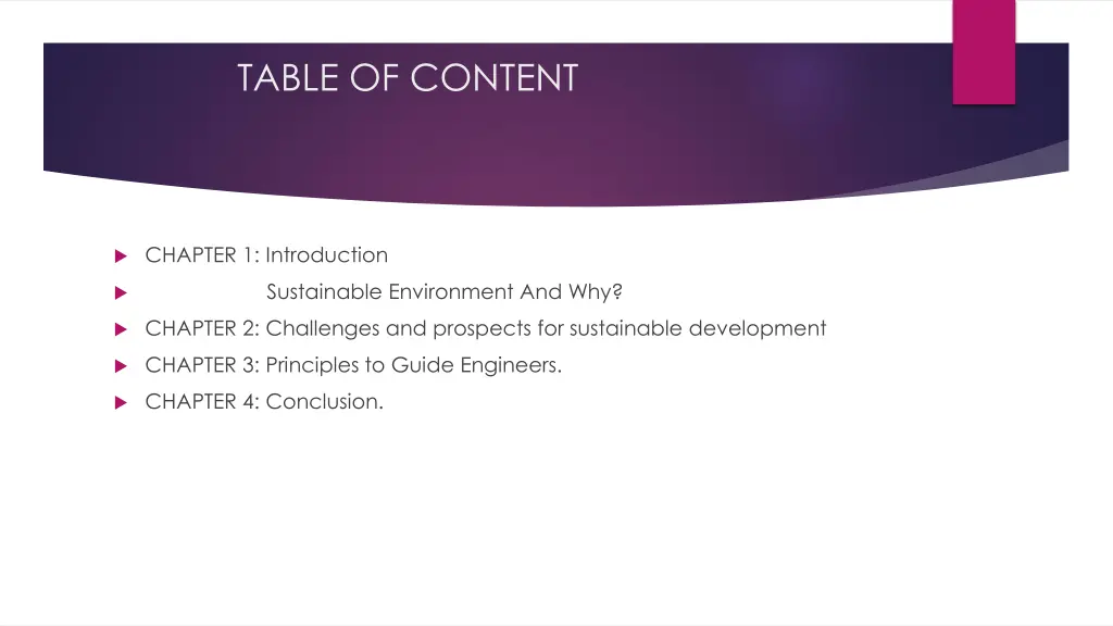 table of content