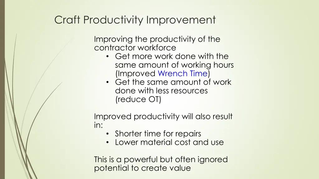 craft productivity improvement