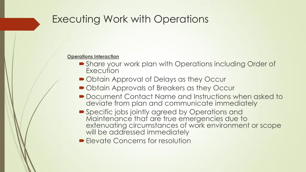 executing work with operations