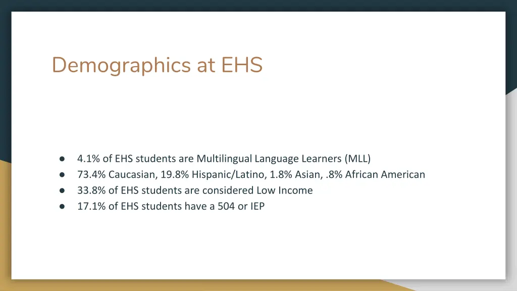 demographics at ehs