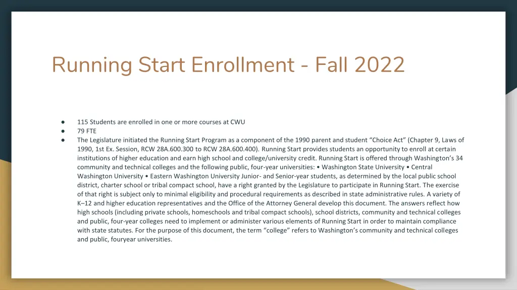 running start enrollment fall 2022