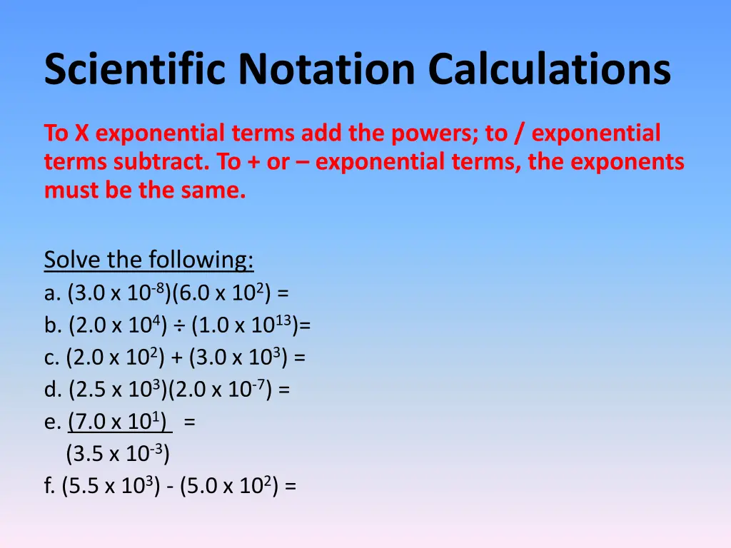 scientific notation calculations