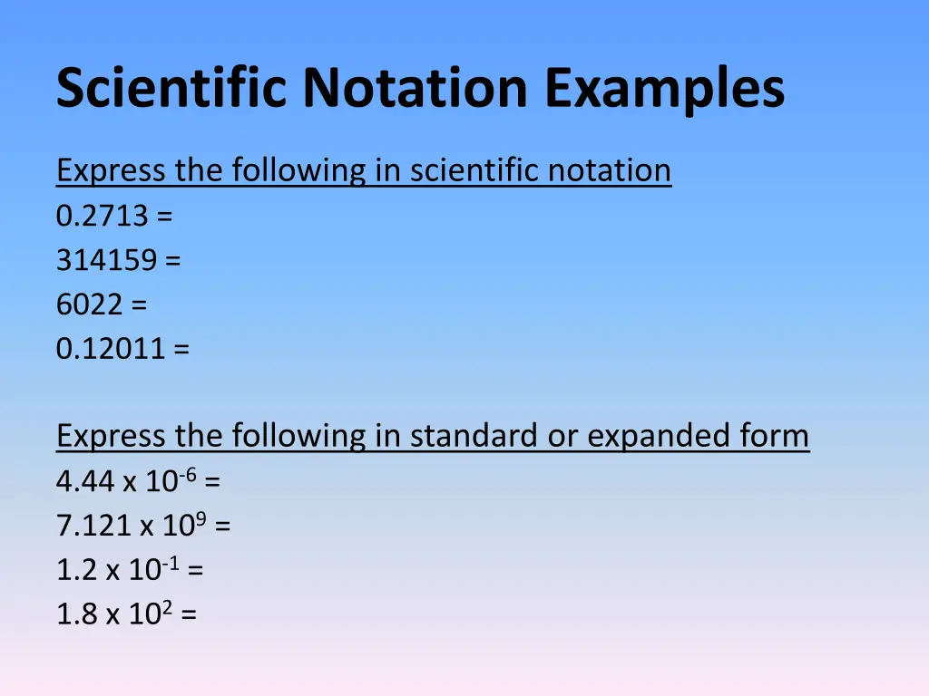 scientific notation examples