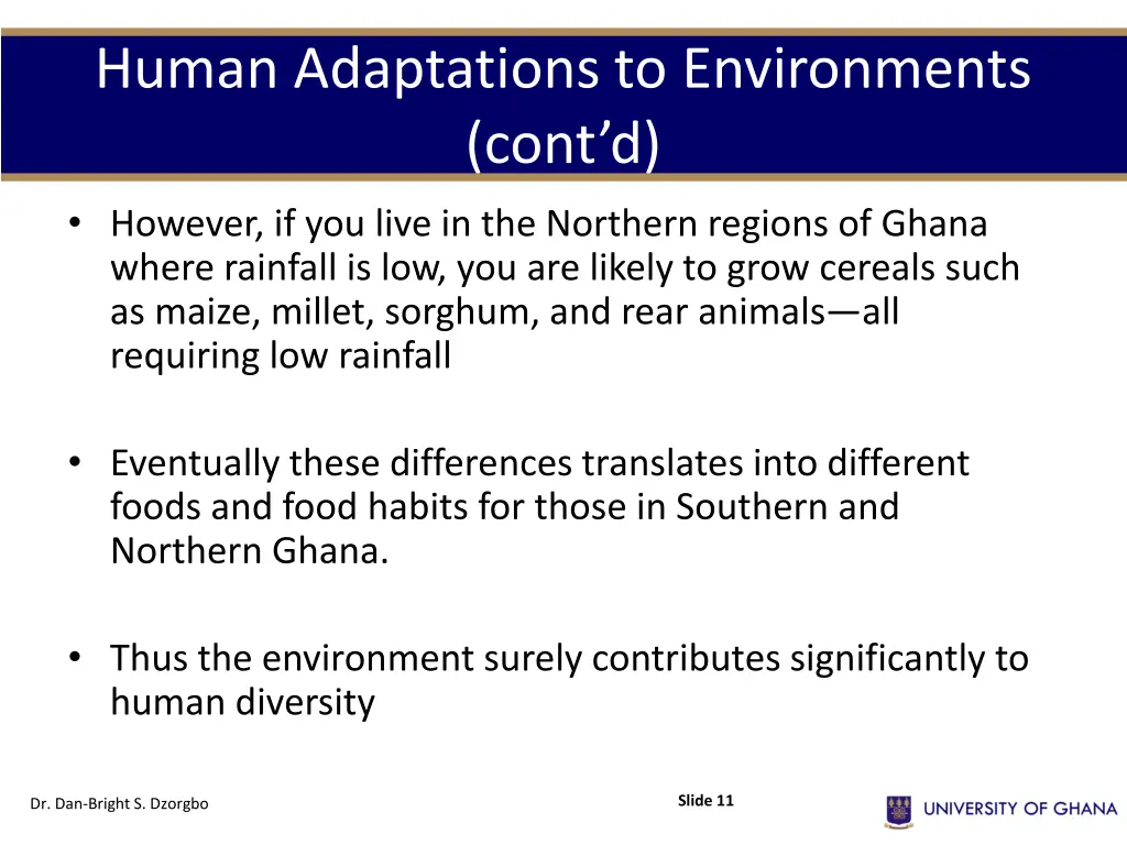 human adaptations to environments cont d