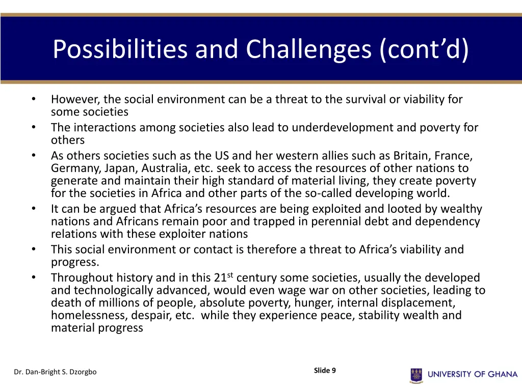 possibilities and challenges cont d 1