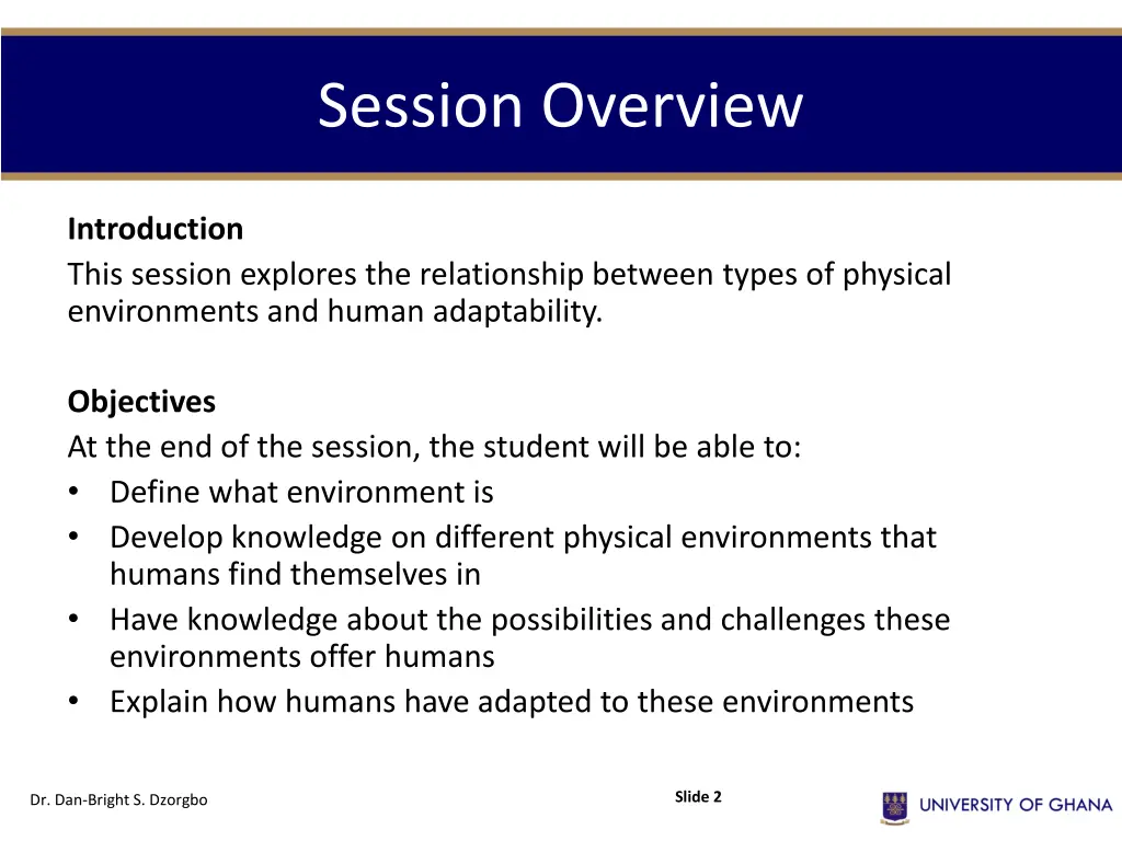 session overview