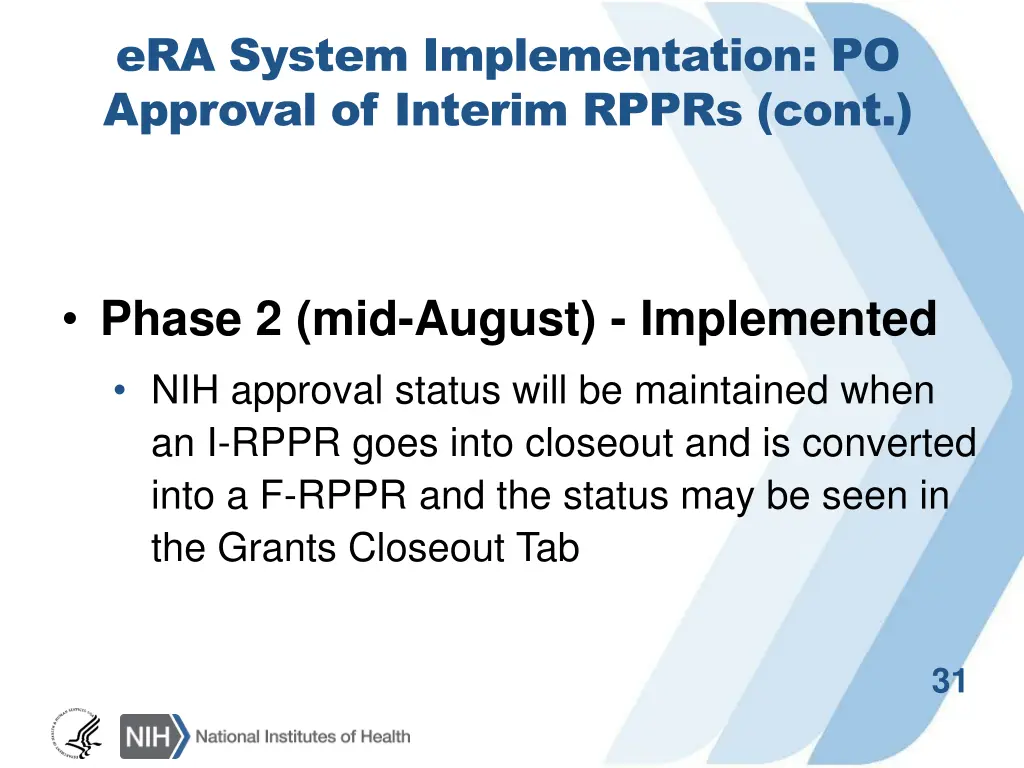 era system implementation po approval of interim 1