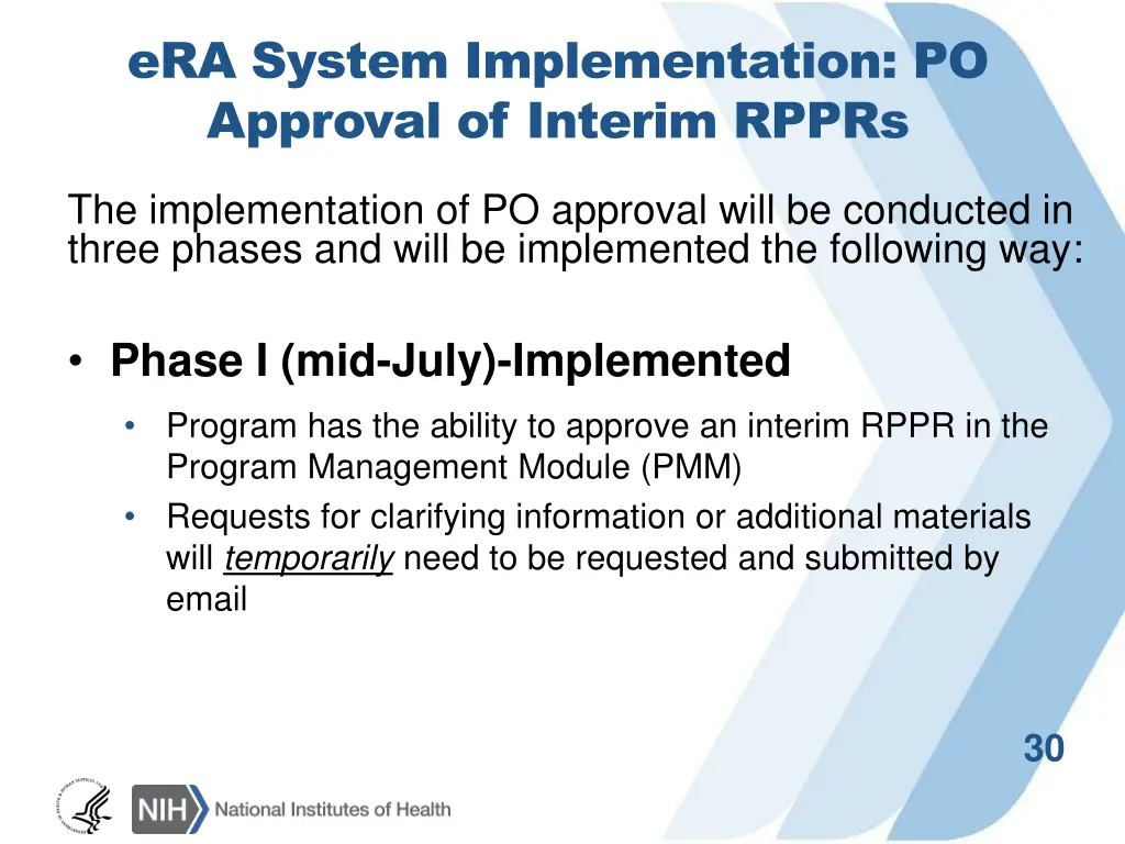 era system implementation po approval of interim