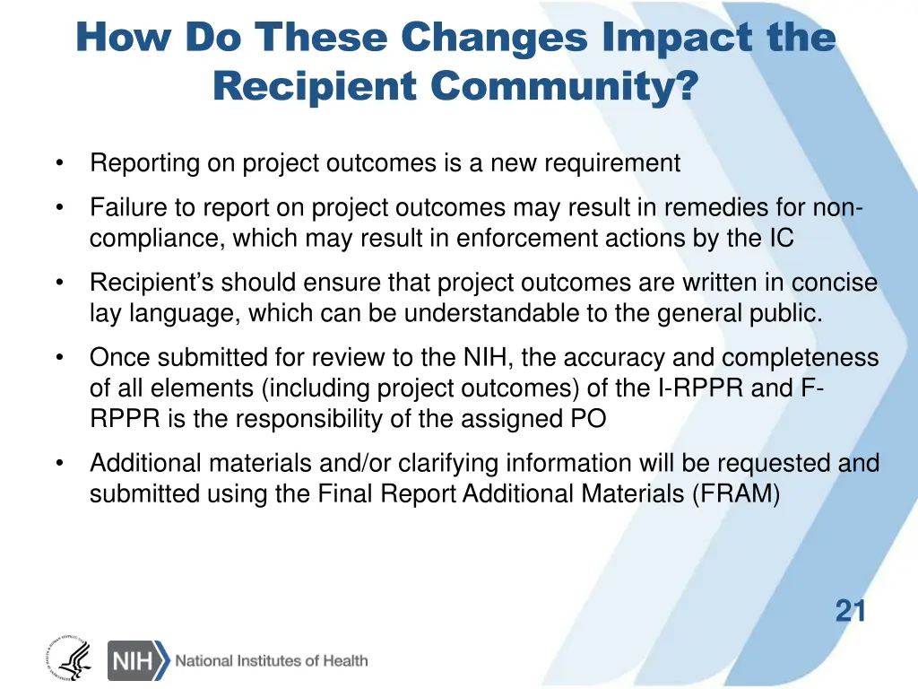 how do these changes impact the recipient