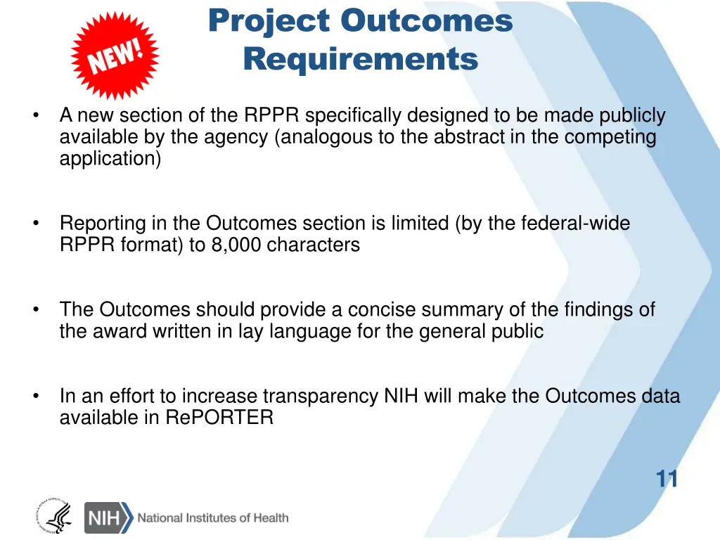 project outcomes requirements