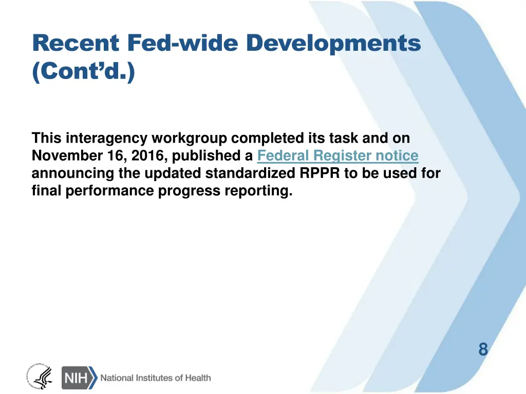recent fed wide developments cont d