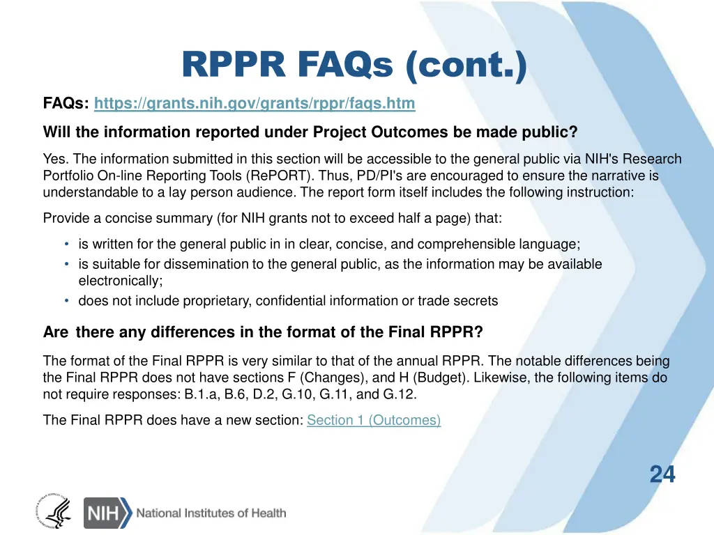 rppr faqs cont faqs https grants nih gov grants