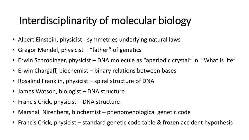 interdisciplinarity of molecular biology