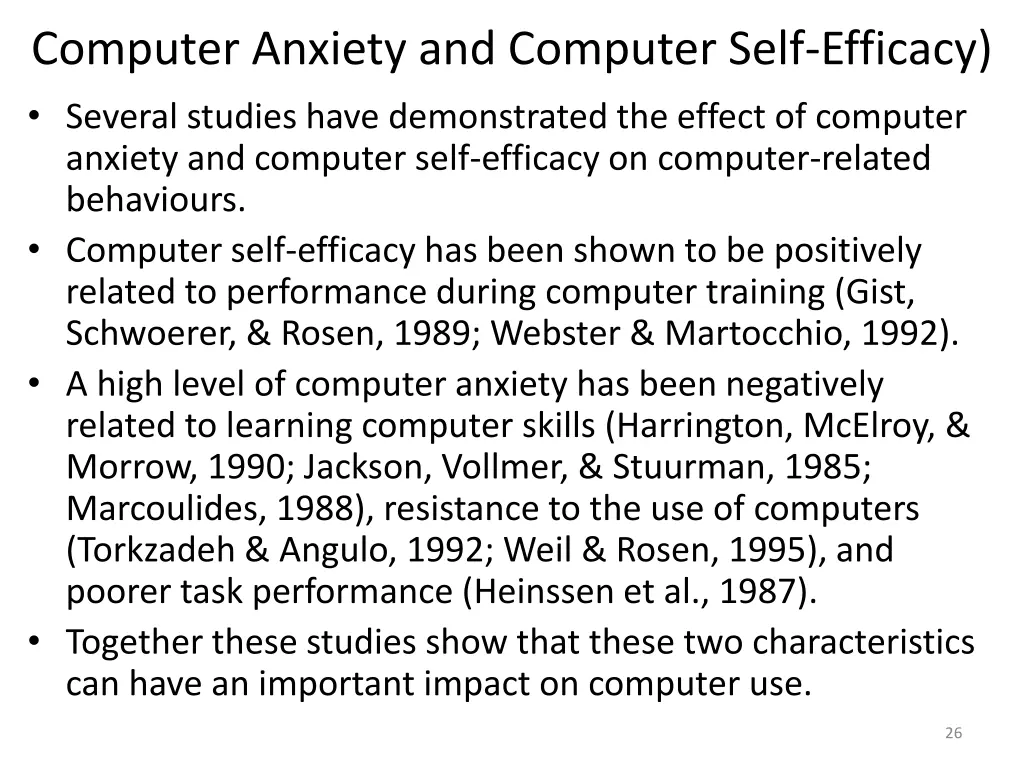 computer anxiety and computer self efficacy