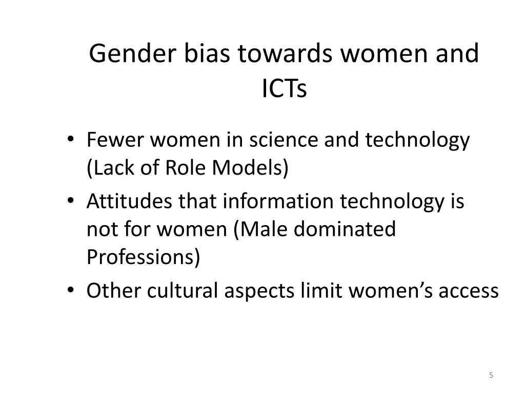 gender bias towards women and icts