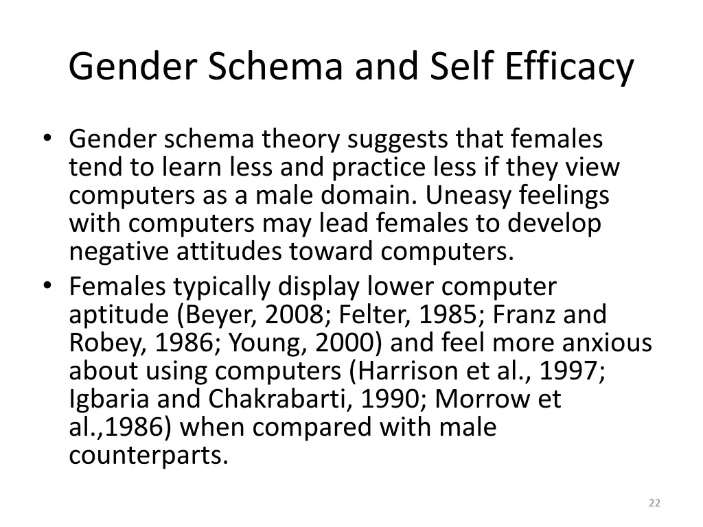 gender schema and self efficacy