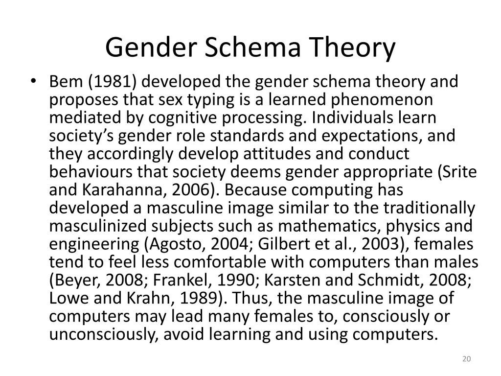 gender schema theory bem 1981 developed