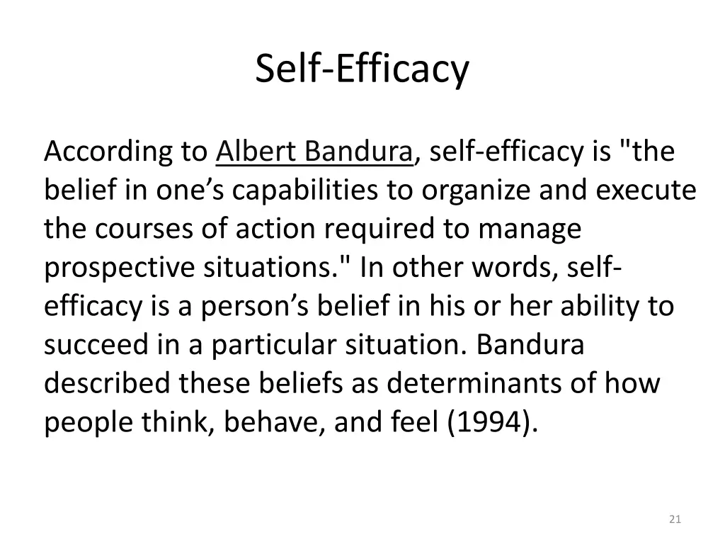 self efficacy